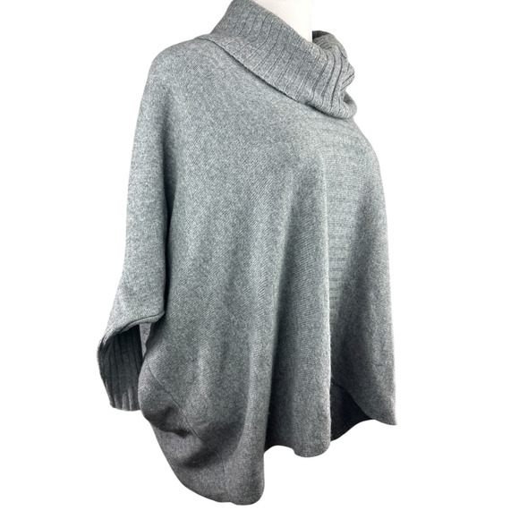 Nordstrom Collection 100% Cashmere Gray Cowl Neck Poncho Sweater Oversized XS/S - Picture 3 of 14